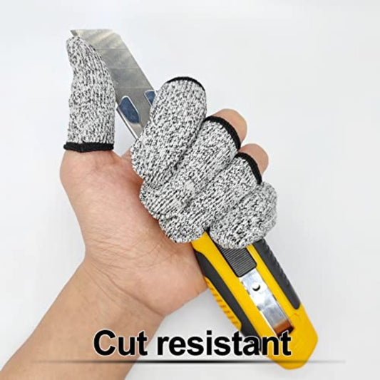 10pcs Breathable Cut Resistant Finger Cots Protection Reusable Durable Non Slip Finger Thumb Protector Gloves for Work Kitchen Garden Sculpture Grinding Stained Glass Grey