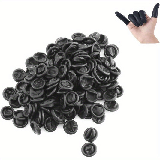 150pcs Disposable Latex Finger Cots Protective Fingertips Gloves Rubber Industrial Fingerstall Sleeves 65mmx25mm Black