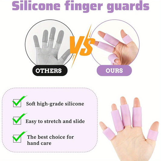 10pcs Purple Rubber Finger Sleeves for Cracked Fingers - Cushioned Protective Covers with Shock Absorption, Ergonomic Gel Design for Pain Relief & Healing, Soft Gel Finger Protectors for Daily Use