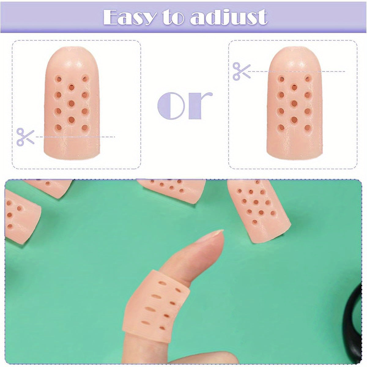 20 Pack Zxfuture Gel Finger Cots with Air Holes - Breathable Rubber Finger & Toe Sleeves for Wound Healing, Blister Prevention, Eczema Relief - Ergonomic Design with Ventilation Holes (Nude)