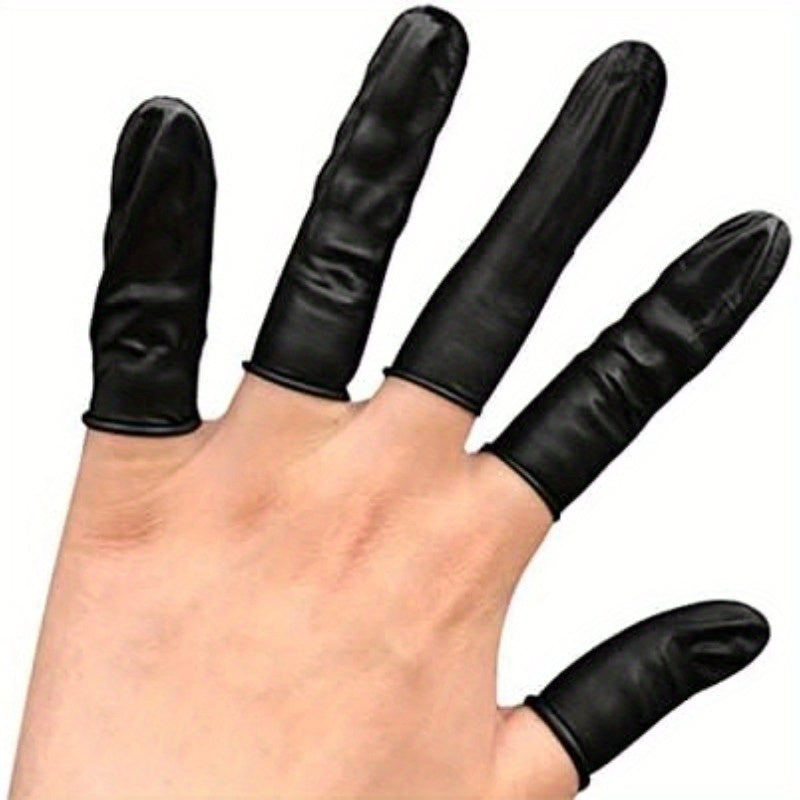 150pcs Disposable Latex Finger Cots Protective Fingertips Gloves Rubber Industrial Fingerstall Sleeves 65mmx25mm Black