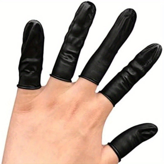 150pcs Disposable Latex Finger Cots Protective Fingertips Gloves Rubber Industrial Fingerstall Sleeves 65mmx25mm Black