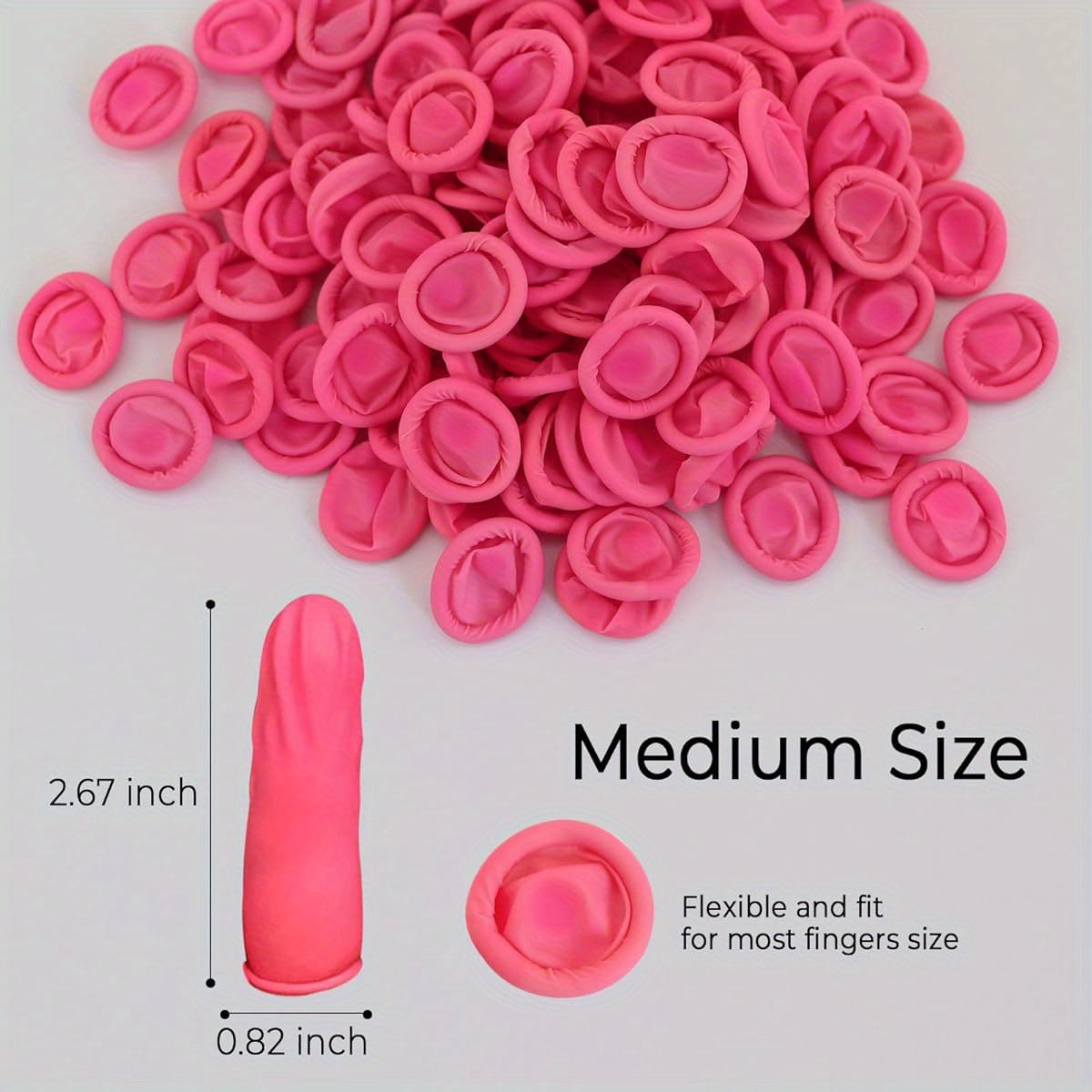 150pcs Denergy Disposable Latex Finger Cots - Medium Size Pink, Ergonomic Design for Precision Grip, Durable Fingertip Protection for Manicure, DIY Crafts, Gardening & Industrial Use