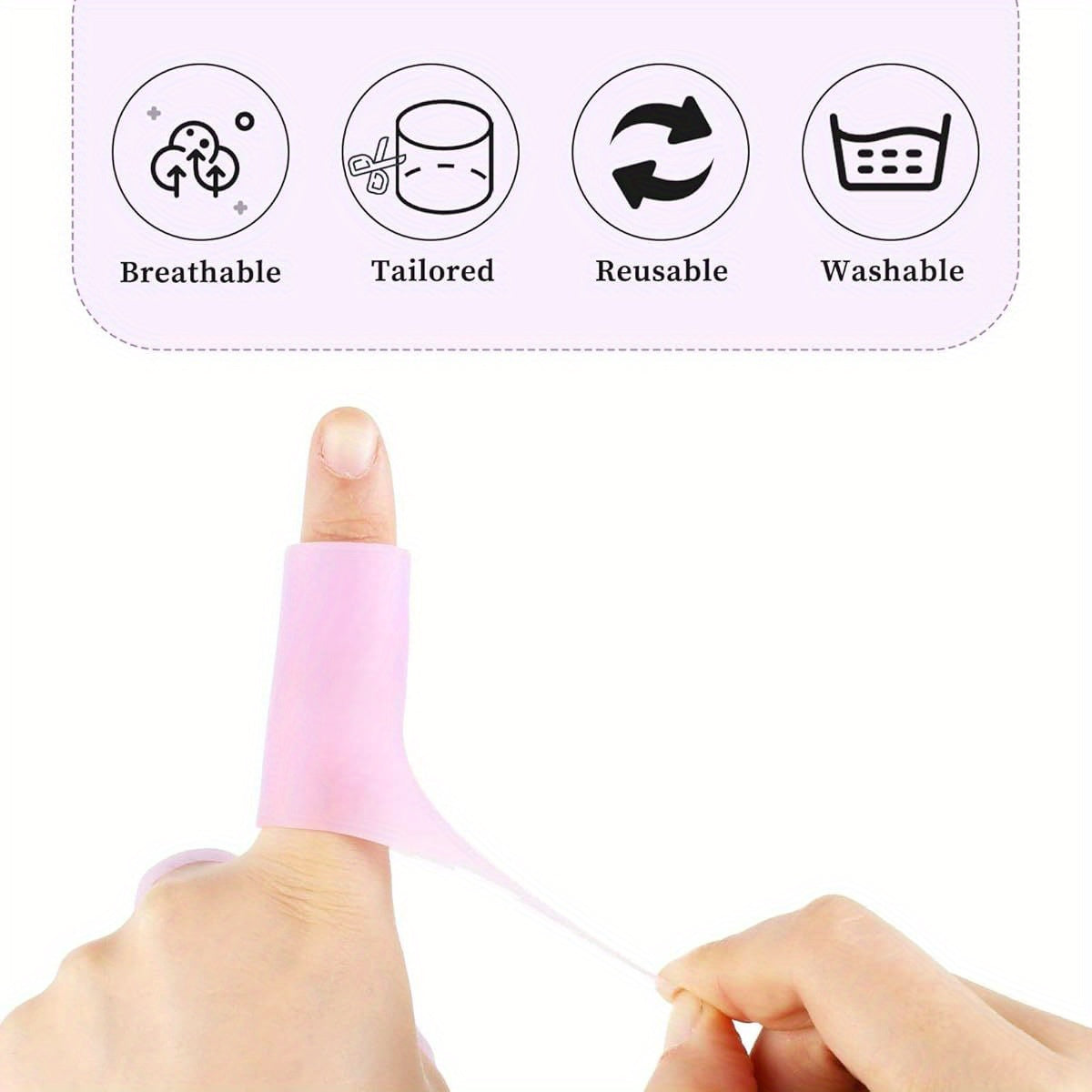 10pcs Purple Rubber Finger Sleeves for Cracked Fingers - Cushioned Protective Covers with Shock Absorption, Ergonomic Gel Design for Pain Relief & Healing, Soft Gel Finger Protectors for Daily Use