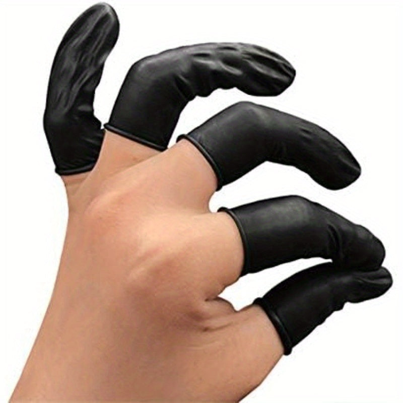 150pcs Disposable Latex Finger Cots Protective Fingertips Gloves Rubber Industrial Fingerstall Sleeves 65mmx25mm Black
