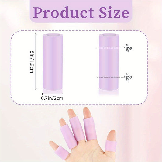 10pcs Purple Rubber Finger Sleeves for Cracked Fingers - Cushioned Protective Covers with Shock Absorption, Ergonomic Gel Design for Pain Relief & Healing, Soft Gel Finger Protectors for Daily Use