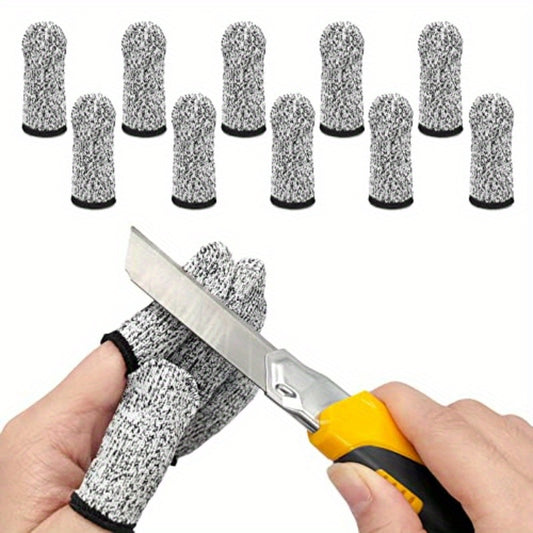 10pcs Breathable Cut Resistant Finger Cots Protection Reusable Durable Non Slip Finger Thumb Protector Gloves for Work Kitchen Garden Sculpture Grinding Stained Glass Grey