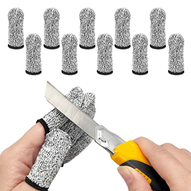 10pcs Breathable Cut Resistant Finger Cots Protection Reusable Durable Non Slip Finger Thumb Protector Gloves for Work Kitchen Garden Sculpture Grinding Stained Glass Grey
