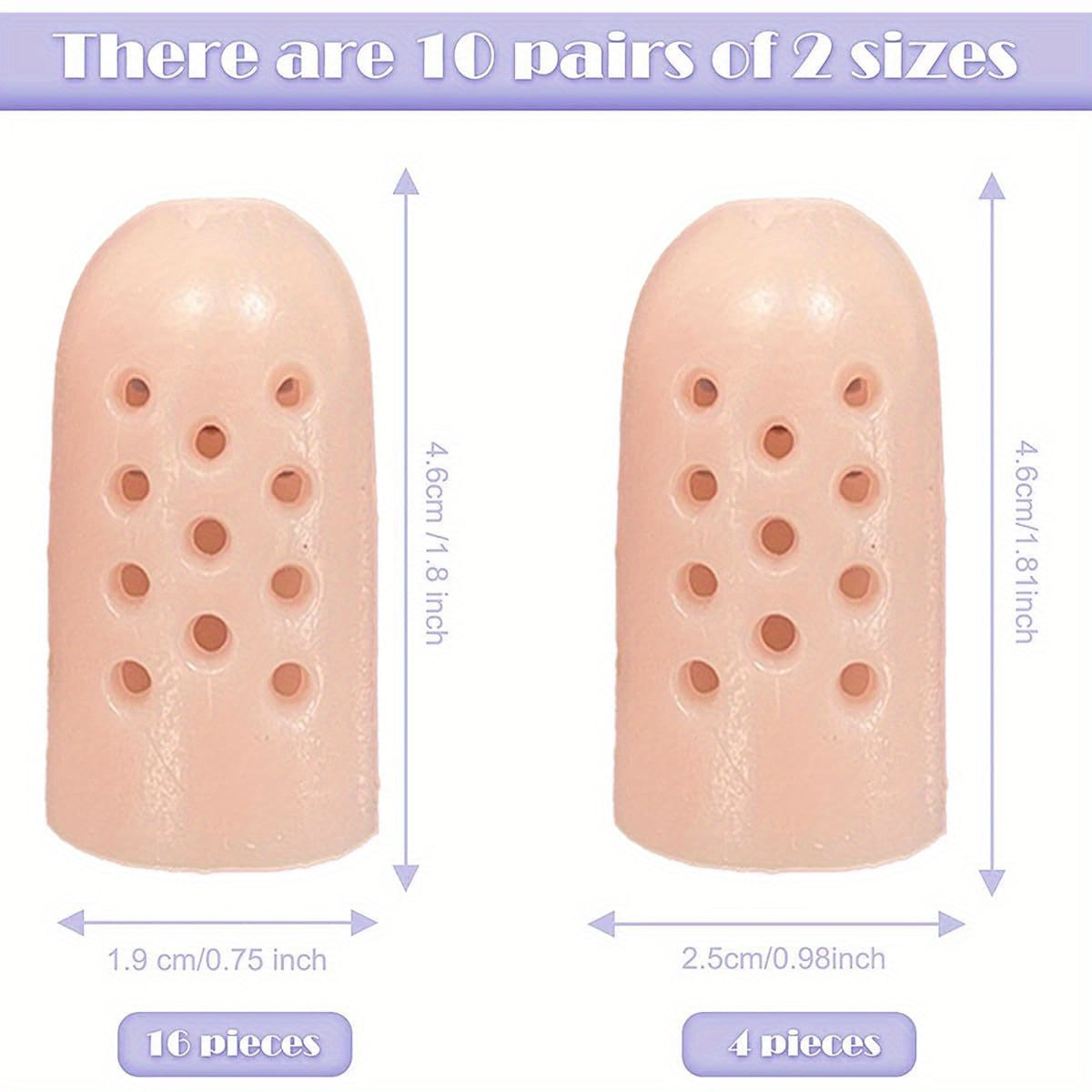 20 Pack Zxfuture Gel Finger Cots with Air Holes - Breathable Rubber Finger & Toe Sleeves for Wound Healing, Blister Prevention, Eczema Relief - Ergonomic Design with Ventilation Holes (Nude)