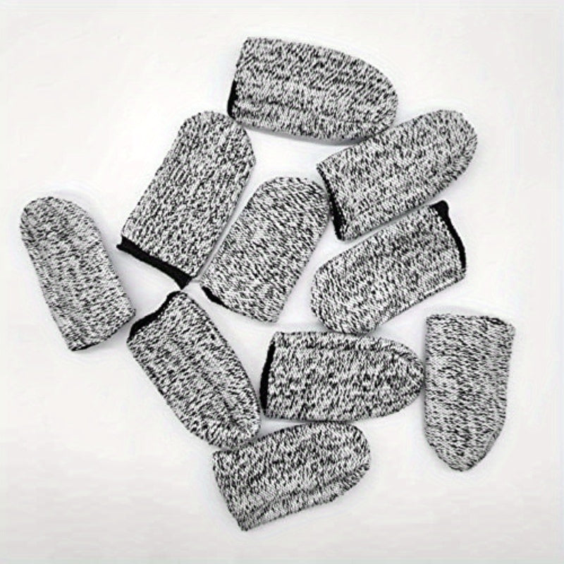 10pcs Breathable Cut Resistant Finger Cots Protection Reusable Durable Non Slip Finger Thumb Protector Gloves for Work Kitchen Garden Sculpture Grinding Stained Glass Grey