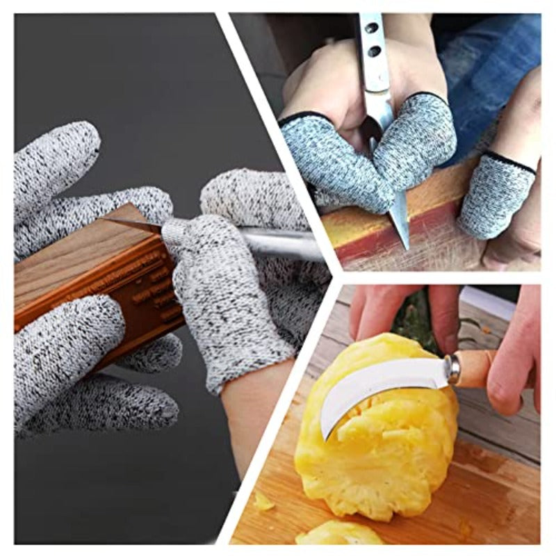 10pcs Breathable Cut Resistant Finger Cots Protection Reusable Durable Non Slip Finger Thumb Protector Gloves for Work Kitchen Garden Sculpture Grinding Stained Glass Grey