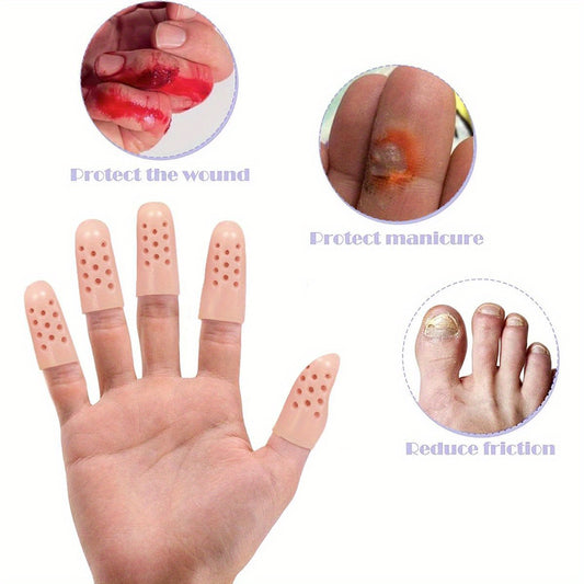 20 Pack Zxfuture Gel Finger Cots with Air Holes - Breathable Rubber Finger & Toe Sleeves for Wound Healing, Blister Prevention, Eczema Relief - Ergonomic Design with Ventilation Holes (Nude)