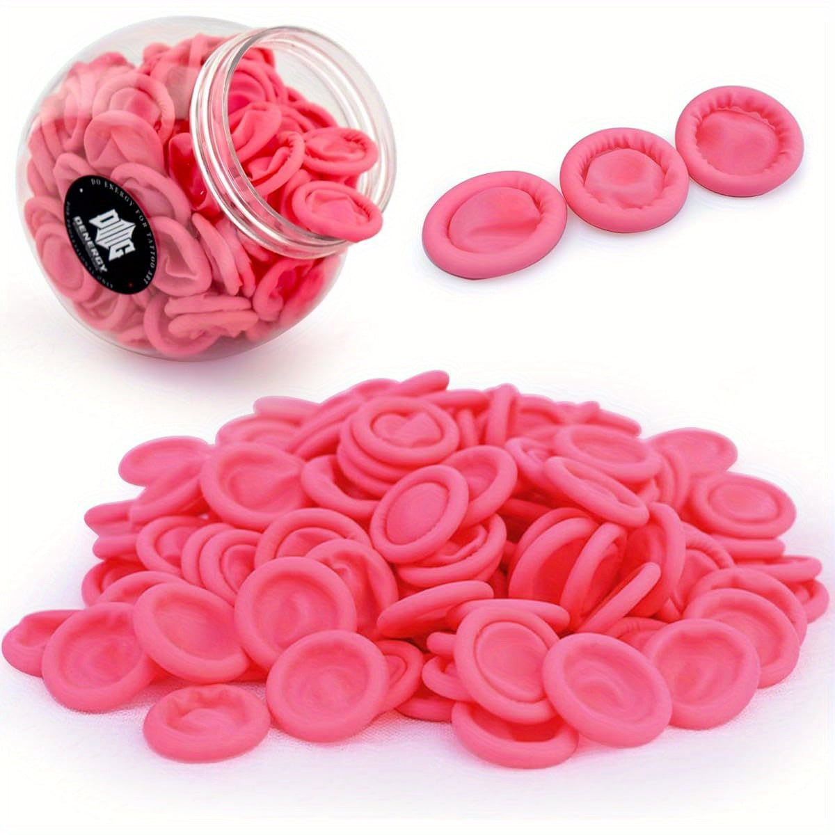 150pcs Denergy Disposable Latex Finger Cots - Medium Size Pink, Ergonomic Design for Precision Grip, Durable Fingertip Protection for Manicure, DIY Crafts, Gardening & Industrial Use